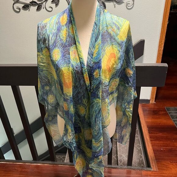 Starry Night Patterned Scarf #YC - Picture 1 of 8